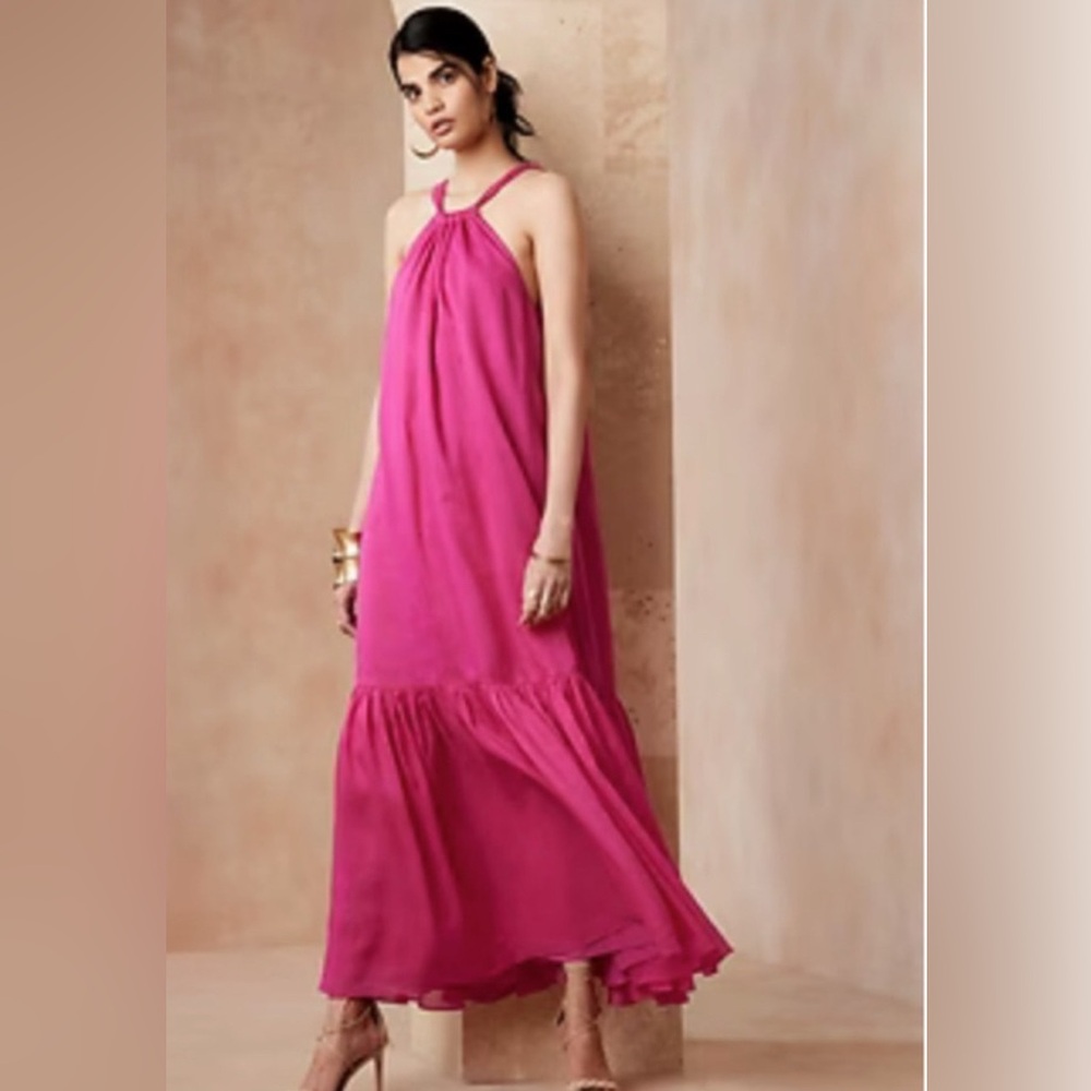 NWT- Banana Republic Vibrant Pink Maxi Dress